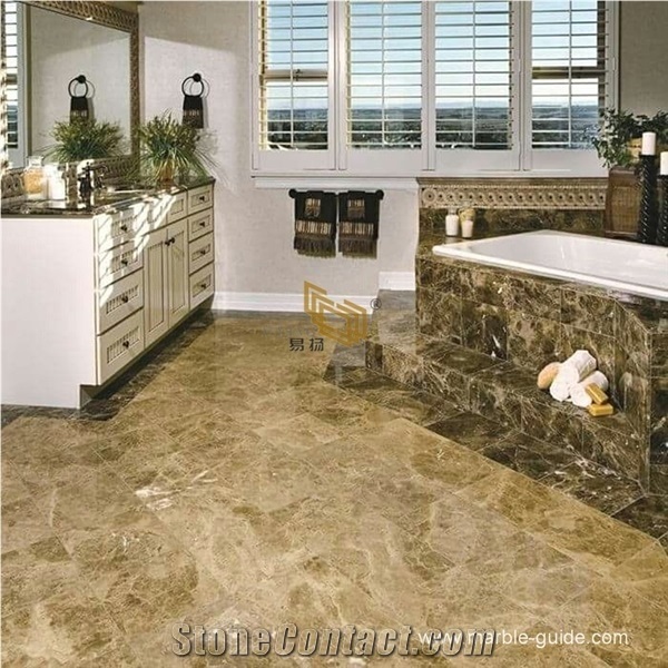 Light Emperador Marble Bathroom Vanity Top and Decor