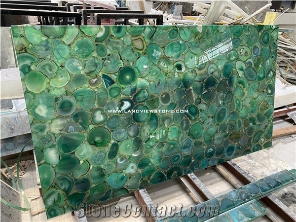Semiprecious Green Agate Stone Slab, Wall Tiles