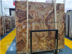 Tiger Onyx Tiger Yellow Brown Traslucent Onyx Slab