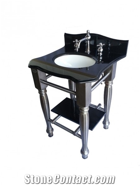 Absolute Black Granite Vanity Tops with Sink, Stone Sink Top