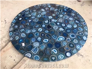 Agate Blue Gold Stone Egg Bar Top