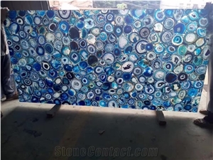 Agate Blue Gold Stone Egg Bar Top