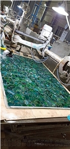 Agate Green Gold Stone Egg Semiprecious Slab
