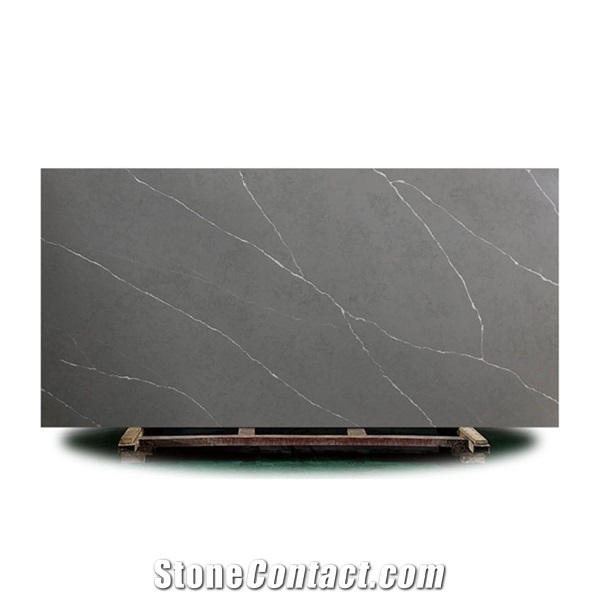 Black Artificial Calacatta Quartz Tiles Stone Slabs