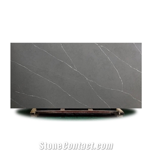 Black Artificial Calacatta Quartz Tiles Stone Slabs