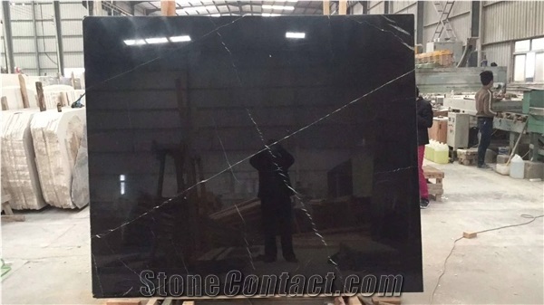 Book Match Black Marble Tile, Black Tiles Marble Floor
