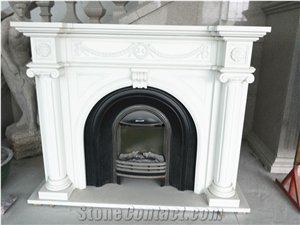Hand Carved Solid Natural Marble Indoor Fireplaces Surround