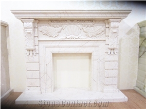 Hand Carved Solid Natural Marble Indoor Fireplaces Surround