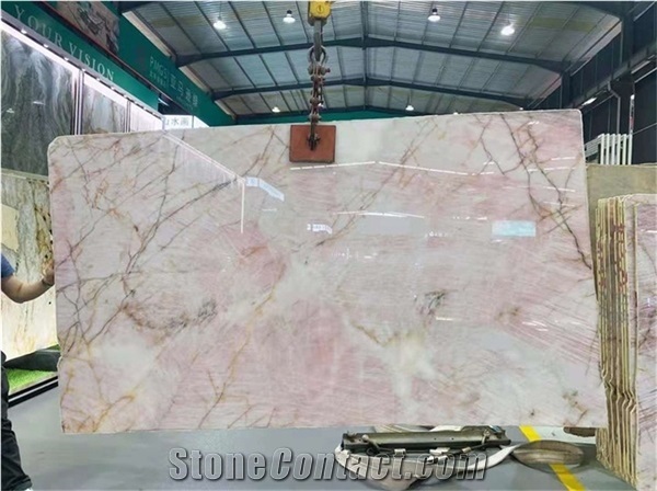 Hot Sell Natural Stone Slab with Pink Background