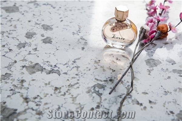 Light Blue Slab,Particles Glass Marble Quartz Slab