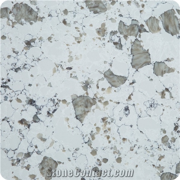 Light Blue Slab,Particles Glass Marble Quartz Slab