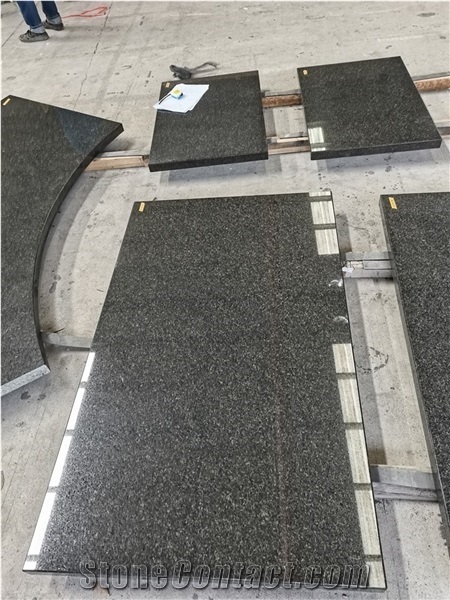 Natural Black Pearl Granite Stair Riser Polished Steps