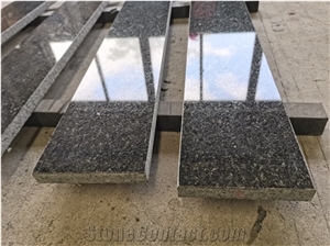 Natural Black Pearl Granite Stair Riser Polished Steps