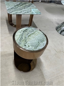 Natural Jade Green Marble Polished Worktop Table Desk
