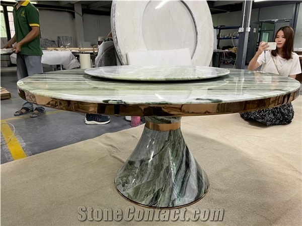 Natural Jade Green Marble Polished Worktop Table Desk