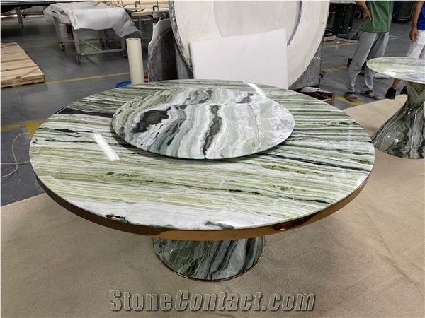 Natural Stone Raggio Verde Polished Marble Table Tops Design