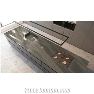Nature Polished Elegent Brown Quartzite Large Kitchen Island