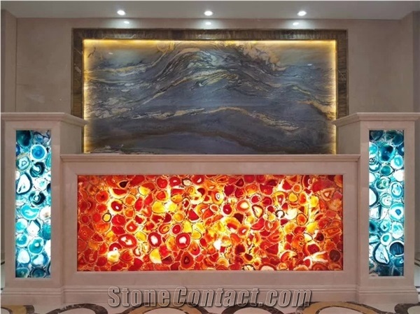 Polished Agate Slab, Red Agate Wall Panel