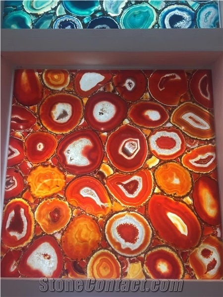 Polished Agate Slab, Red Agate Wall Panel