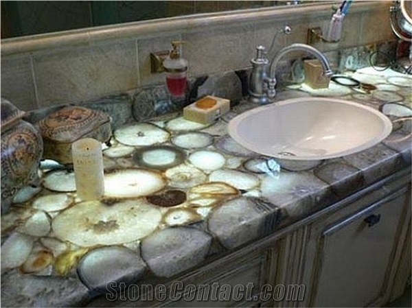 Polished Black Agate Slab, Black Semiprecious Stone