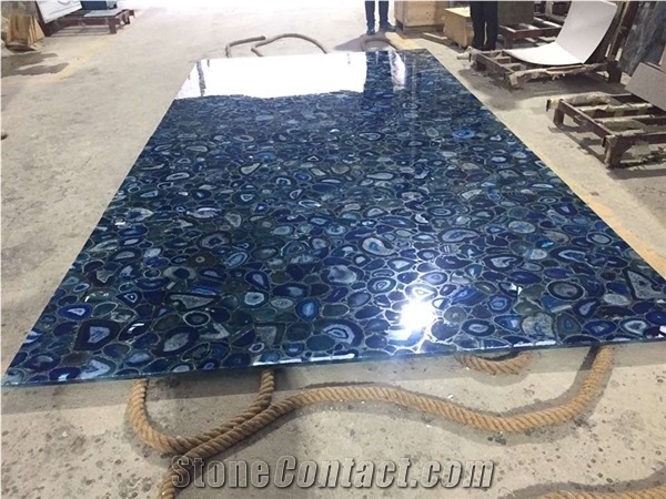 Polished, Blue Agate Table Top, Agate Table Top