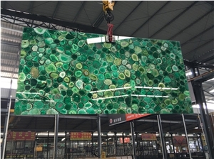 Polished Green Agate Semiprecious Stone Slab