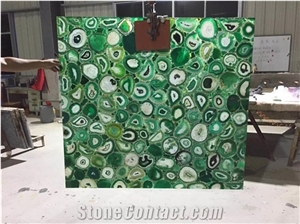 Polished Green Agate Semiprecious Stone Slab