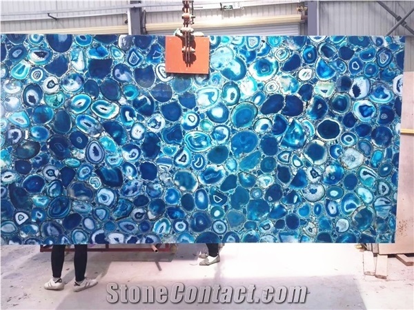 Semi Precious Natural Blue Agate Kitchen Island Bar Tops
