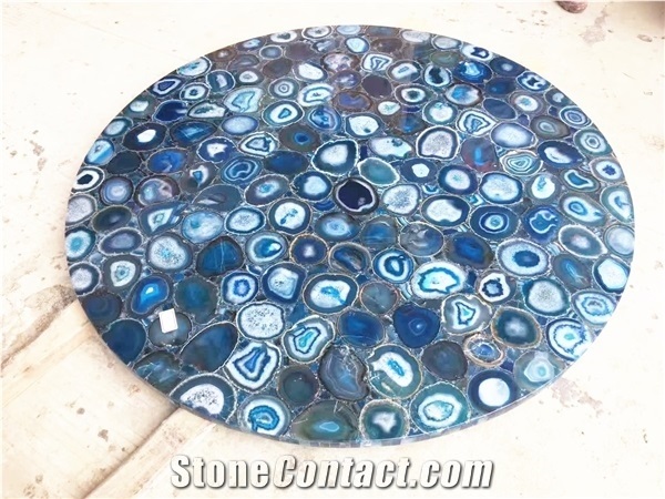 Semi Precious Natural Blue Agate Kitchen Island Bar Tops