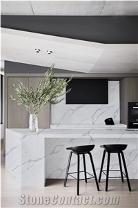 Calacatta White Artificial Quartz Slab for Island