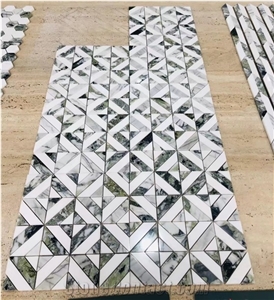 Ice Jade White Marble Beauty Stone Hexagon Mosaic Pattern