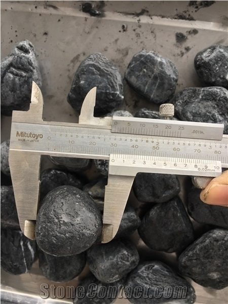 Landscaping Black Tumbled Pebble Marble Stone