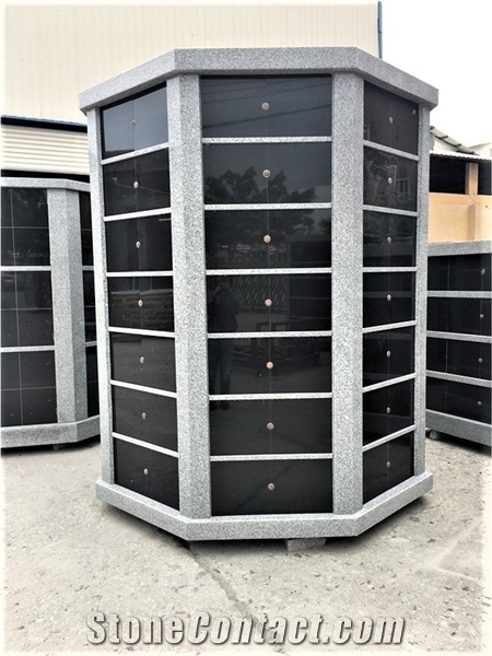 96 Niches Octagonal, Shanxi Black Granite Mausoleum Cremation Columbarium