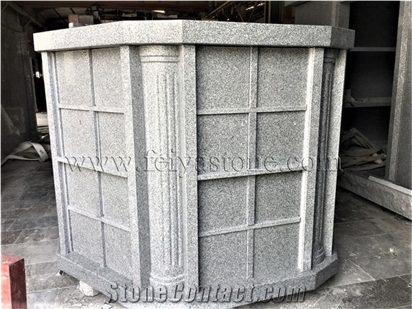 G603 Granite Octagonal, Gray and Black Mausoleum Cremation Columbarium Niche