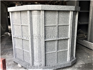 G603 Granite Octagonal, Gray and Black Mausoleum Cremation Columbarium Niche