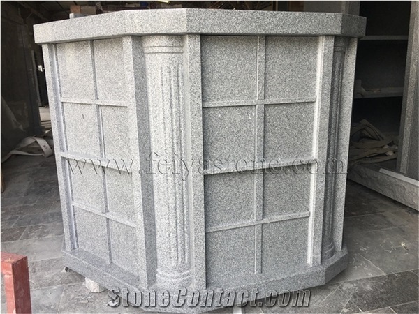 G603 Granite Octagonal, Gray and Black Mausoleum Cremation Columbarium Niche