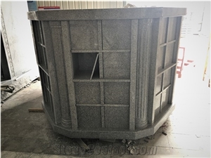 G603 Granite Octagonal, Gray and Black Mausoleum Cremation Columbarium Niche
