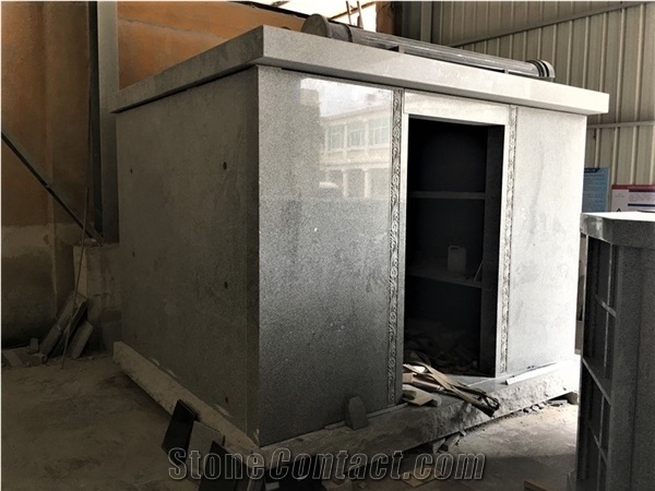 G603 Granite Octagonal, Gray and Black Mausoleum Cremation Columbarium Niche