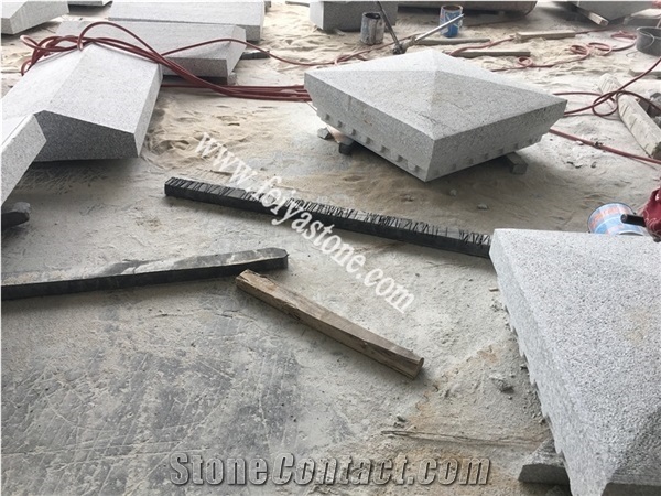 Silver Granite Round Pillar Caps Pier Caps Gate Post Caps