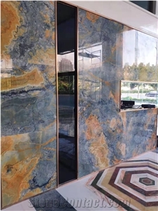 Golden Blue Onyx Slabs & Tiles