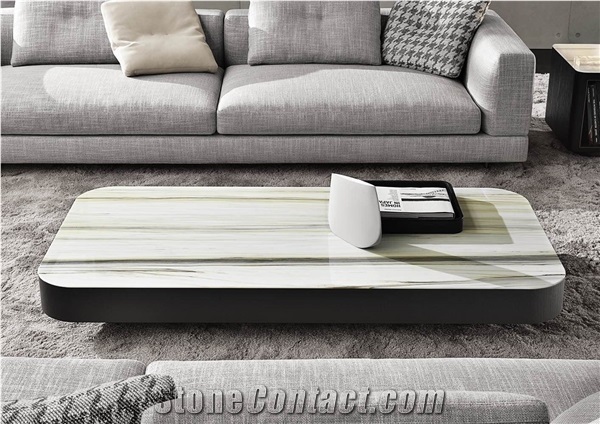 Zebrino White Marble Round Table Top
