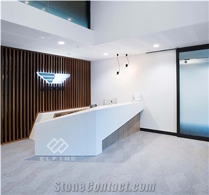 Curved Top Quality Artificial Marble Modern 2 Person Reception Desk Curved Top Quality Artificial Marble Modern 2 Person Reception Desk