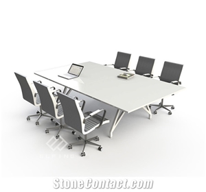 Long High Gloss Artificial Marble Stone Conference Table