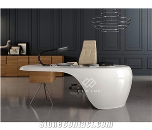 Luxury White Solid Surface Classic Office Desk