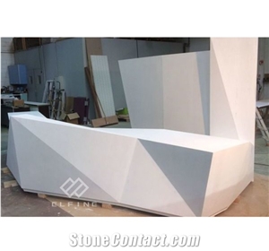 Unique Design White Artificial Marble Diamond Reception Desk