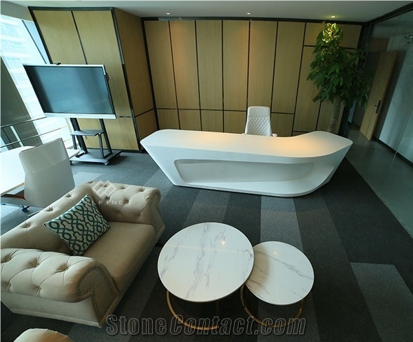 Top Quality Artificial Marble White Executive Desk