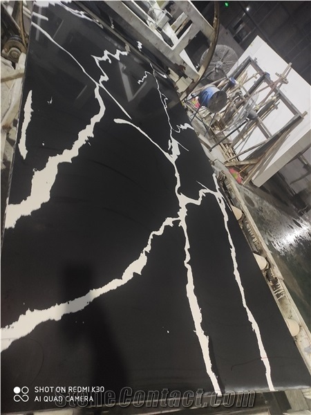 Artificial Black Calacatta Quartz Stone for Countertop