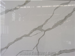 Artificial Calacatta White Quartz Surface Stone for Countertop