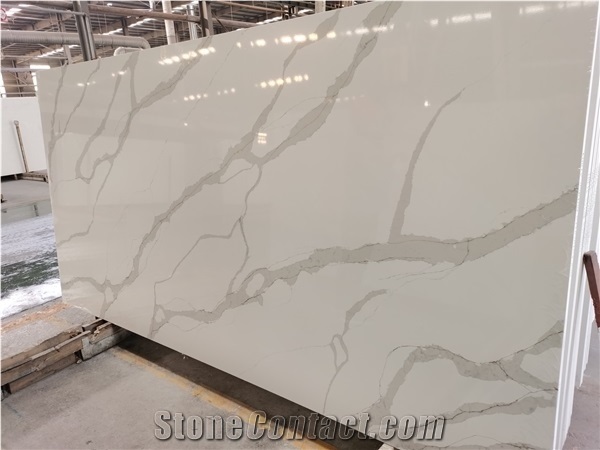 Artificial Calacatta White Quartz Surface Stone for Countertop