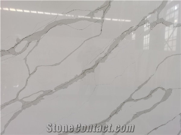Artificial Calacatta White Quartz Surface Stone for Countertop
